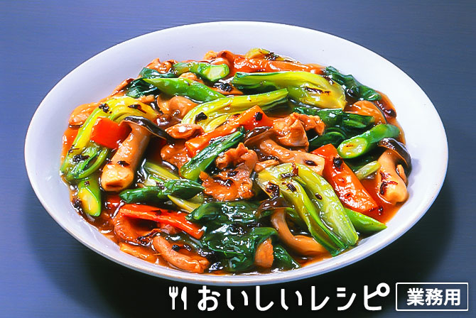 /豚肉とチンゲンサイの揚げねぎ炒め