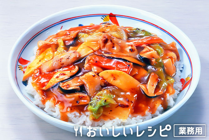 豚バラ肉と袋茸のあんかけごはん